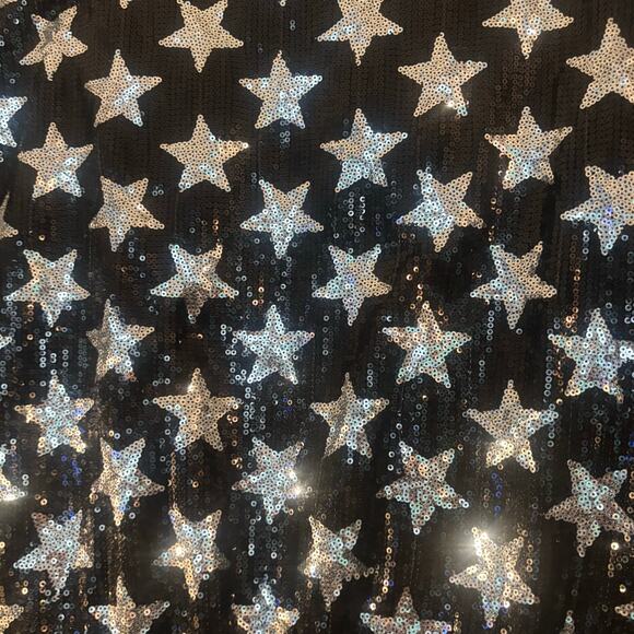 Say What? Bomber Jacket Sequin Silver Stars Embellished Full Zip L Sparkly NEW - Picture 6 of 12